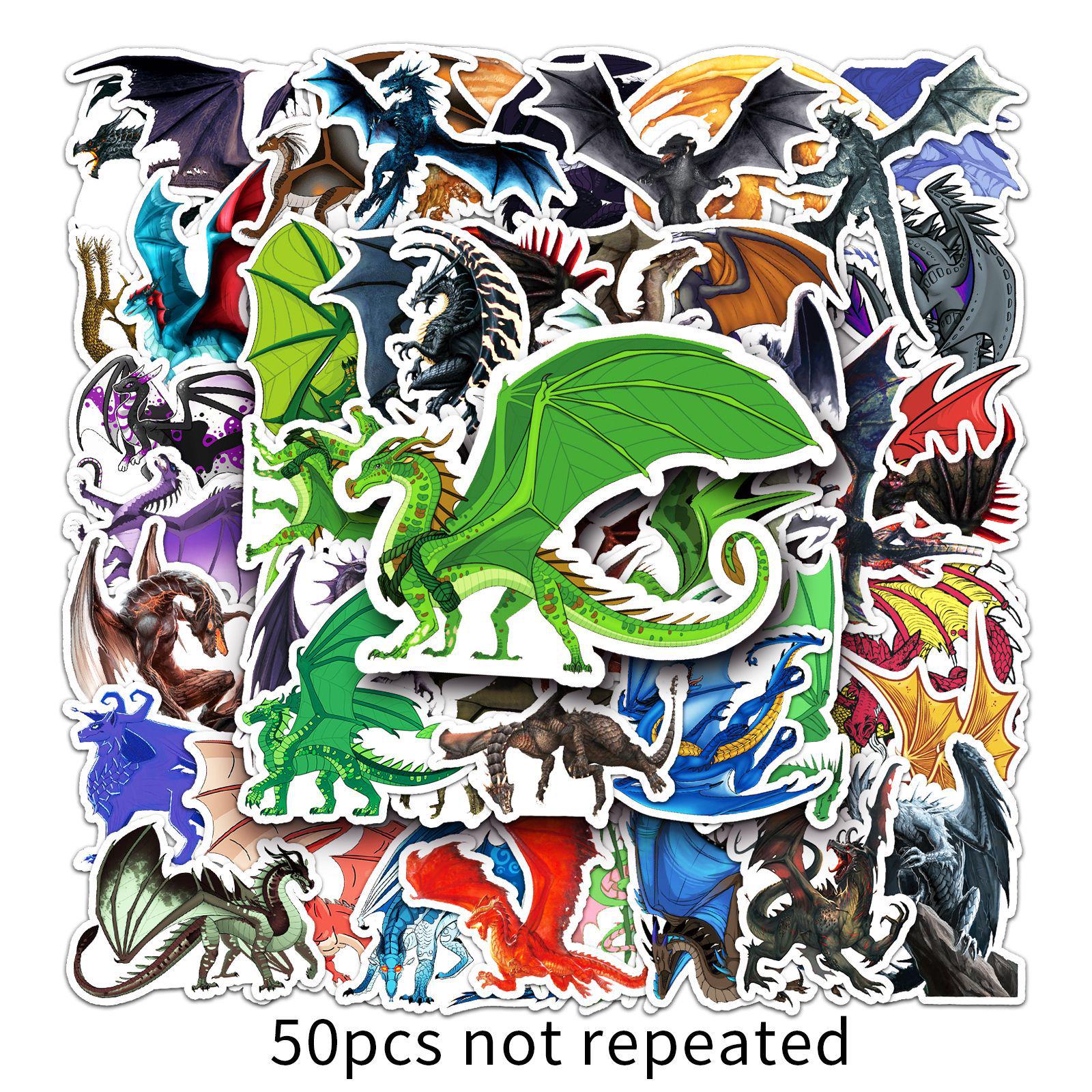 50pcs Dragon Graffiti Trendy DIY Stickers for Skateboard, Phone, or Luggage - Waterproof