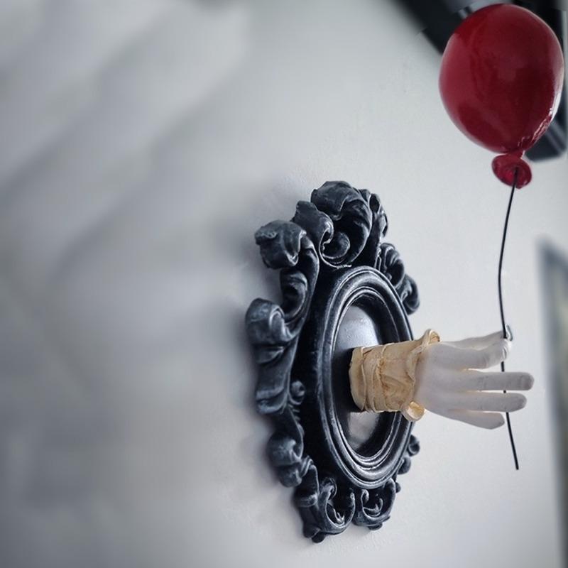Hiasan Dinding Badut Hantu, Warna Gelap, Resin Hiasan, Gaya Kreatif Amerika, Kraf Gantung, Sesuai untuk Hiasan Halloween dan Krismas