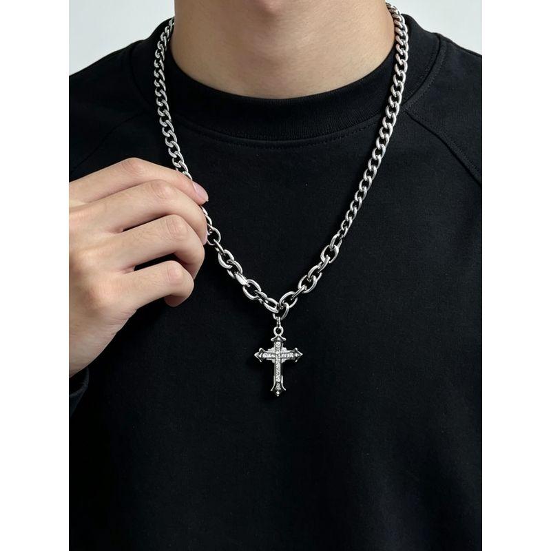 Fashion Ins Long Cross Necklace Hip-Hop Fashion Fancy Simple Pendant Boys Special-Interest Design Accessories
