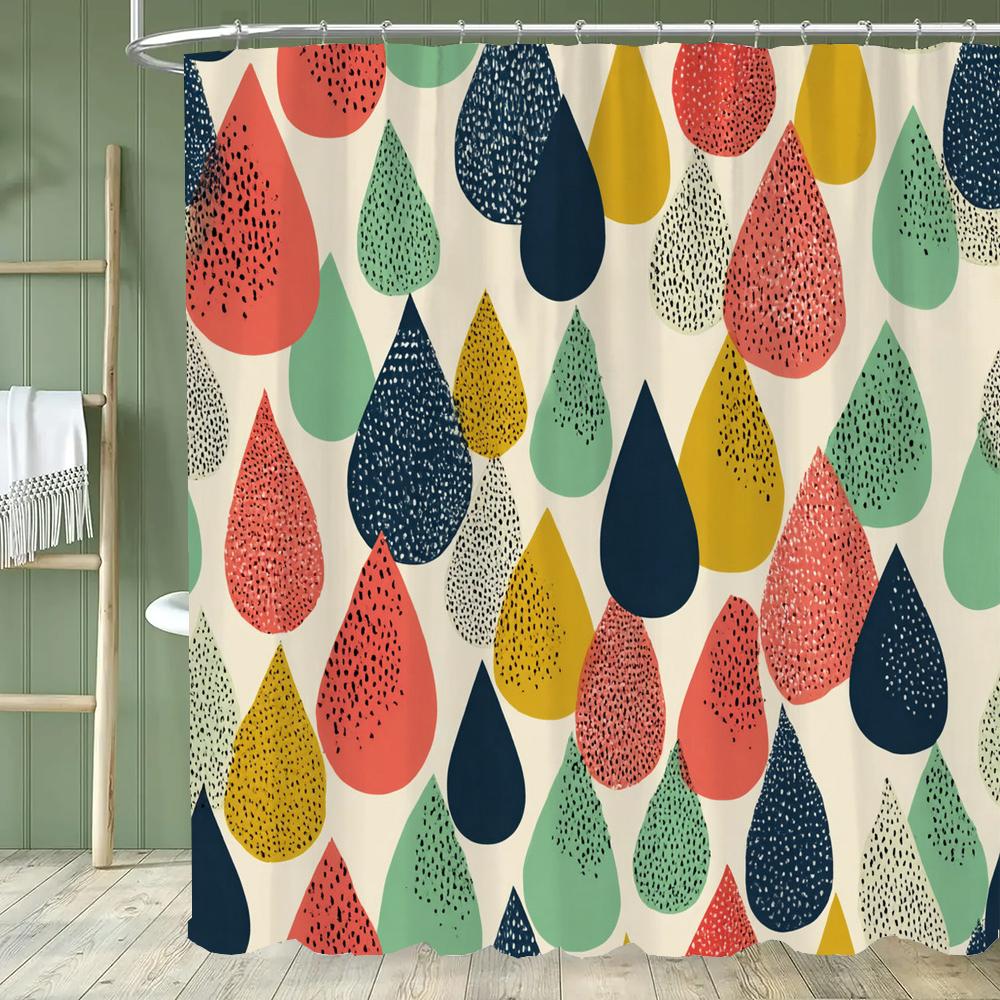 Modern Minimalist Color Raindrop Pattern Shower Curtain,Printed Fabric Bathroom Curtains,Home Decoration Curtain With Hooks