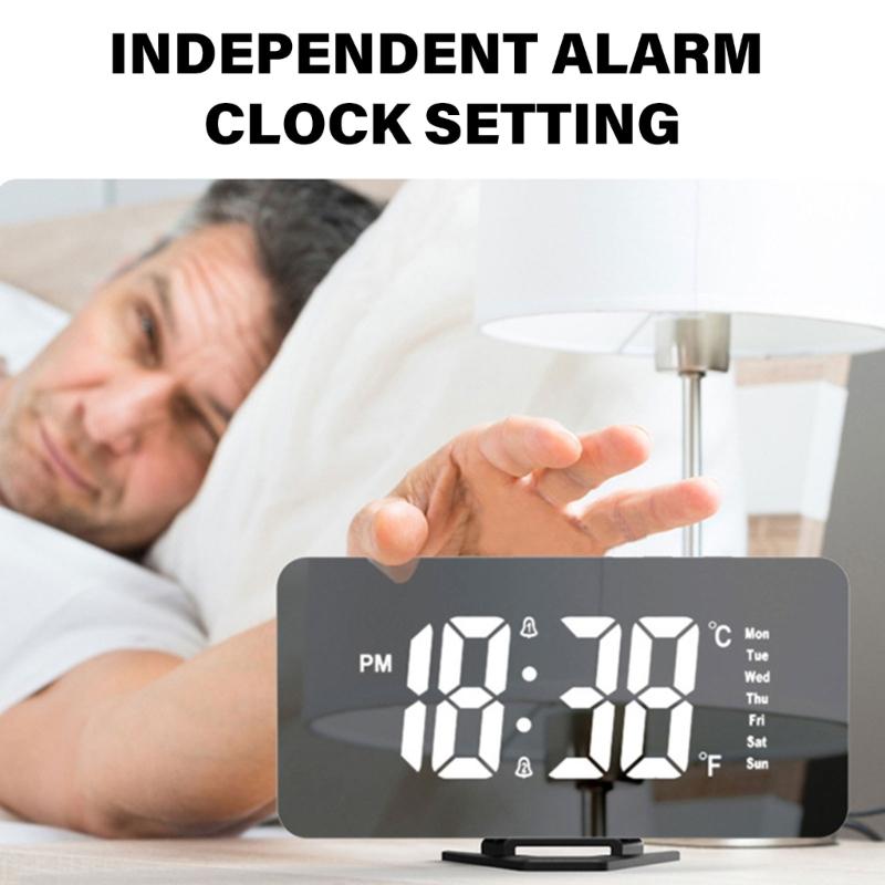 Modern Bedsides Digital Clock with LED Display, Date Temperature Function,USB Charging Port for Phone Easy to Read