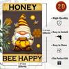 Metal Gnome with Bee Sign 2D Flat Garden Decor Outdoor Wall Art 20x30 cm