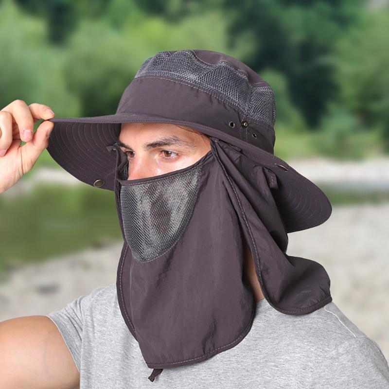 Breathable Fisherman Cap Summer UV Protection Sun Hat With Neck Flap Women Men Detachable Hiking Fishing Hats Outdoor Bucket Hat