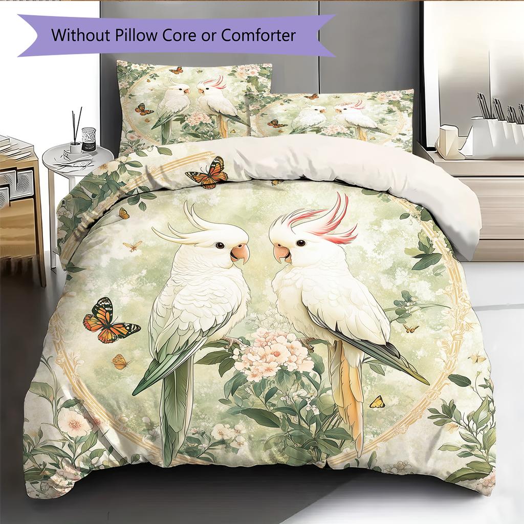 Beautiful Cockatoo Pattern Bedding Home Decoration Birthday Gift (1 * duvet cover + 2 * pillowcase, without core)