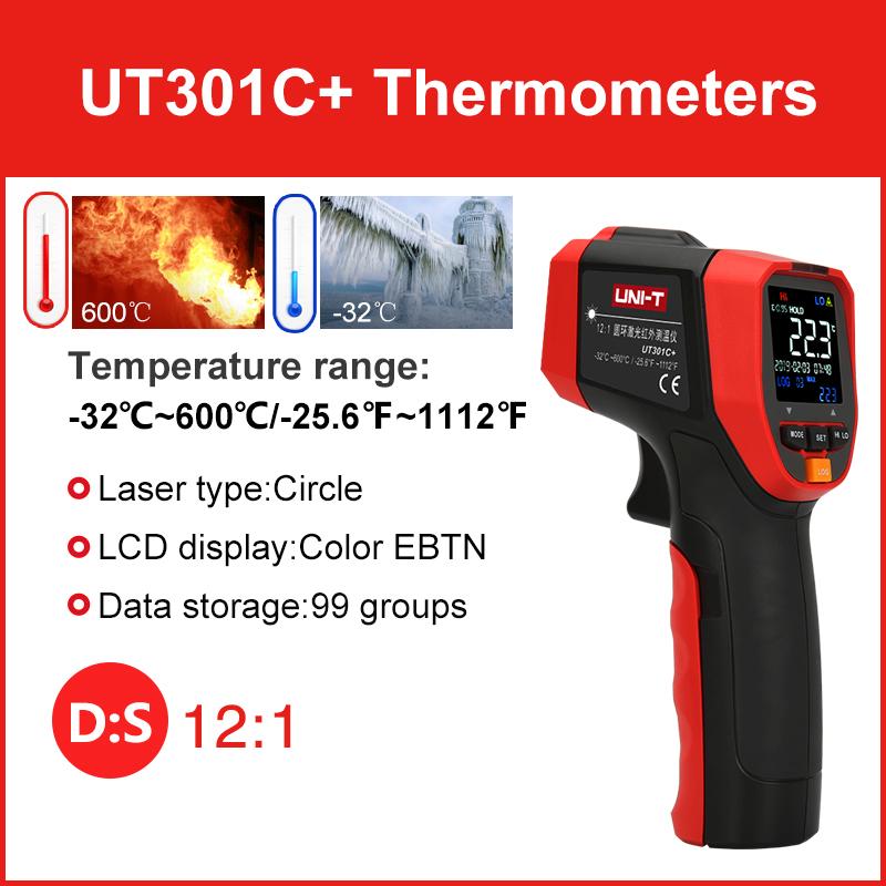 UNI-T UT301A+ UT301C+ Infrared Thermometer Digital Measure Temperature Non-contact Circle Laser Thermometer Temperature Gun
