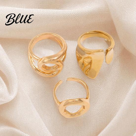 Lightweight Comfortable Ring 3Pcs/Set Alloy Plating Process Set Exaggerated Geometric