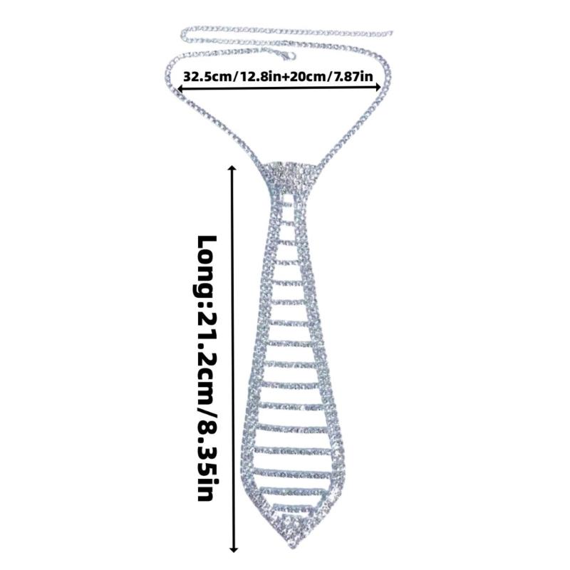 Rhinestones Necktie Female Party Decoration Tie Casual Trendy Wedding Party Tie for Weddings and Event