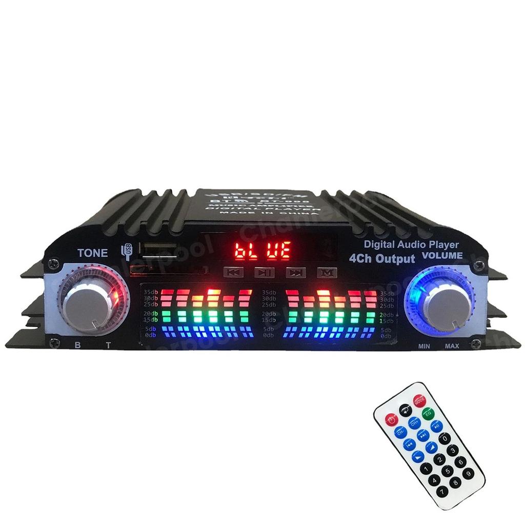 1600W Spitzenleistung HiFi-Soundverstärker Digitaler 4-Kanal-Audioverstärker Bluetooth Karaoke-Player UKW-Radio Unterstützung Fernbedienung
