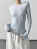 2025 Winter Women's Slim Fit Plus Velvet Long Sleeve Round Neck T-shirt