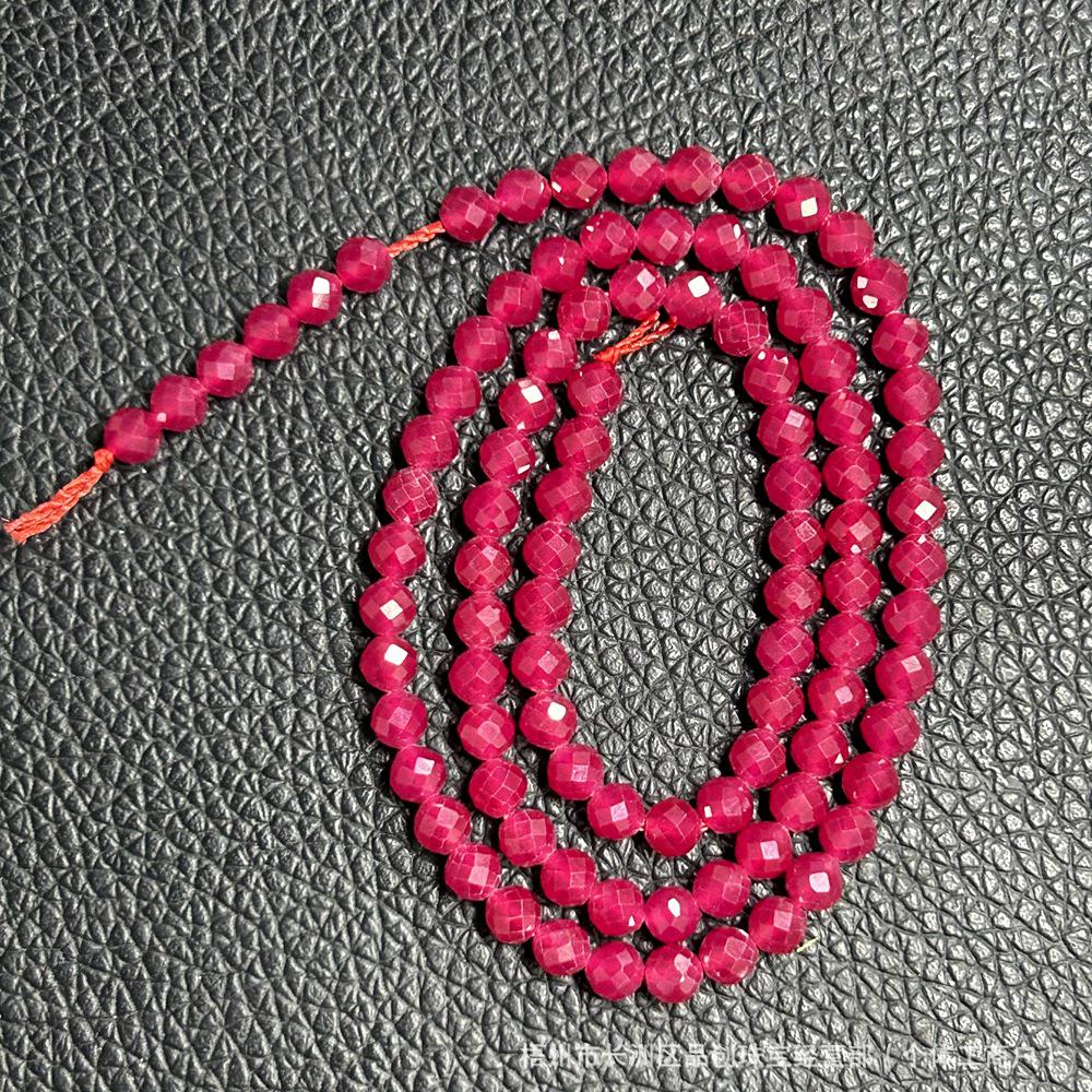 Faceted Glossy Hexagonal Teardrop Rice Beads for DIY Ruby Bracelets