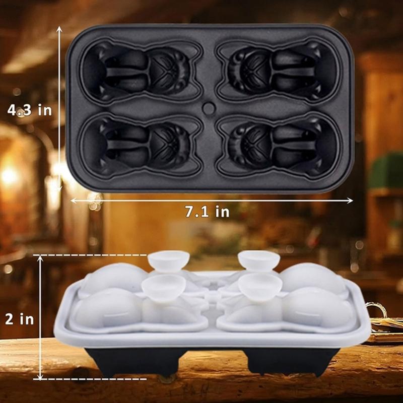Bulldog Shaped Ice Cube Tray Flexible Silicones Dog Mold Convenient Ice Making Molds Multifunctional Kitchen Tool