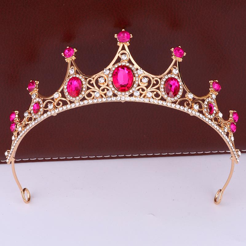 Retro Crown Baroque Bride Crown Tiara Princess Stage Performance Headband Birthday Girl Tiara Hair Accessories