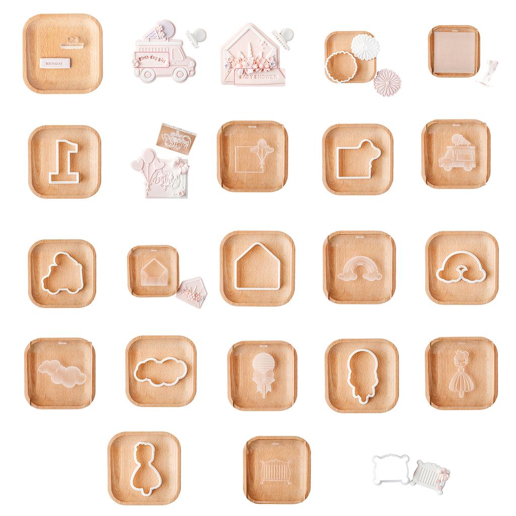 Cookie Cutters Cookie Embossing Mold Birthday Series Baking Tools Biscuit Mold Plastic Material for DIY Baking Cookie
