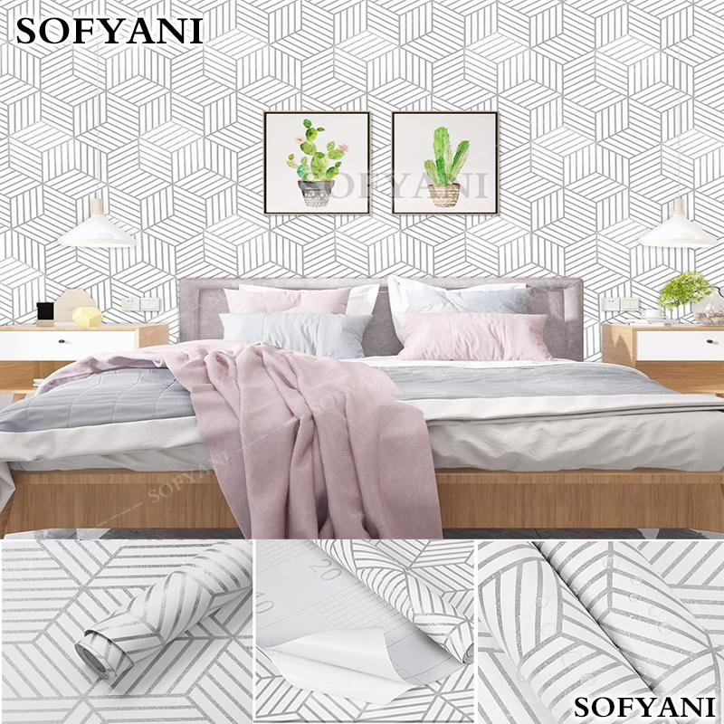 Self adhesive vinyl wallpaper thickened modern bedroom livingroom background wall old furniture wardrobe dormitory table sticker