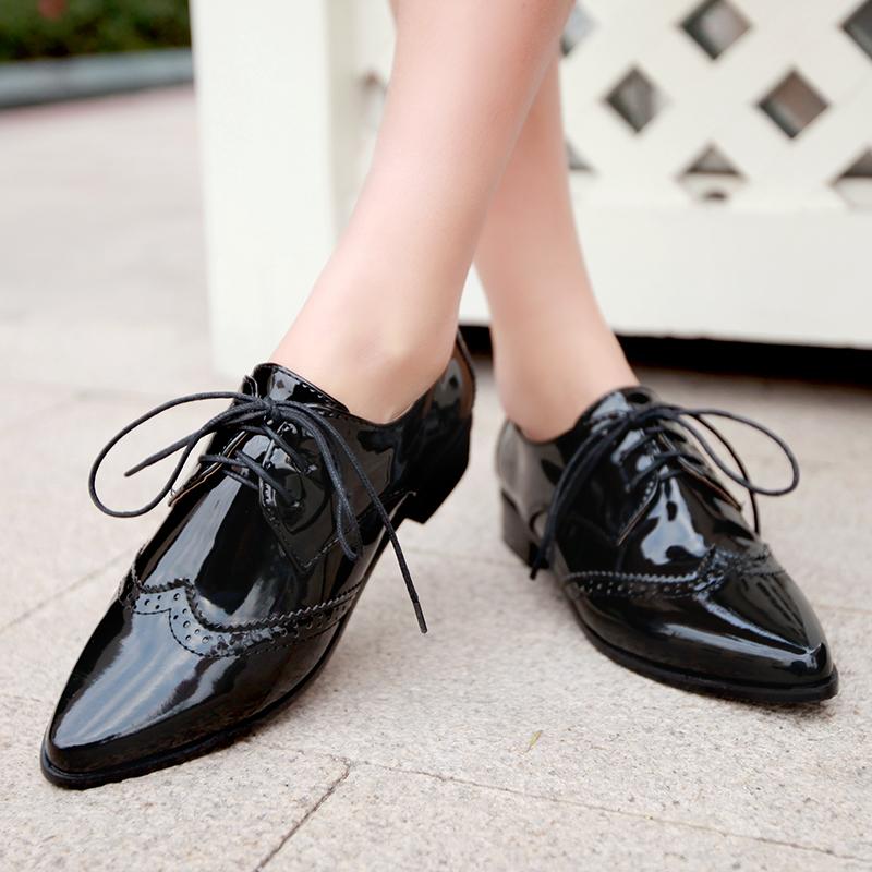 Women's Loafers Flat Shoes Casual PU Leather Oxford Shoes For Women Lace Up Flat Shoes Female Comfortable Spring Autumn Designer