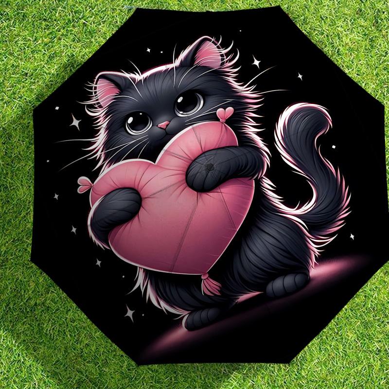 

1pc Adorable Kitten Heart-Shaped Umbrella - Perfect for Outdoor Adventures, Travel Accessories, Lightweight & Durable, Makes a Great Gift m1216002