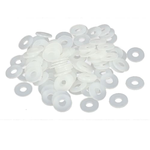 uxcell Flat Washers, Nylon Washers, Spacers, Gasket Fasteners, M4 X 10mm X 1mm, Gray White, 100 Pieces