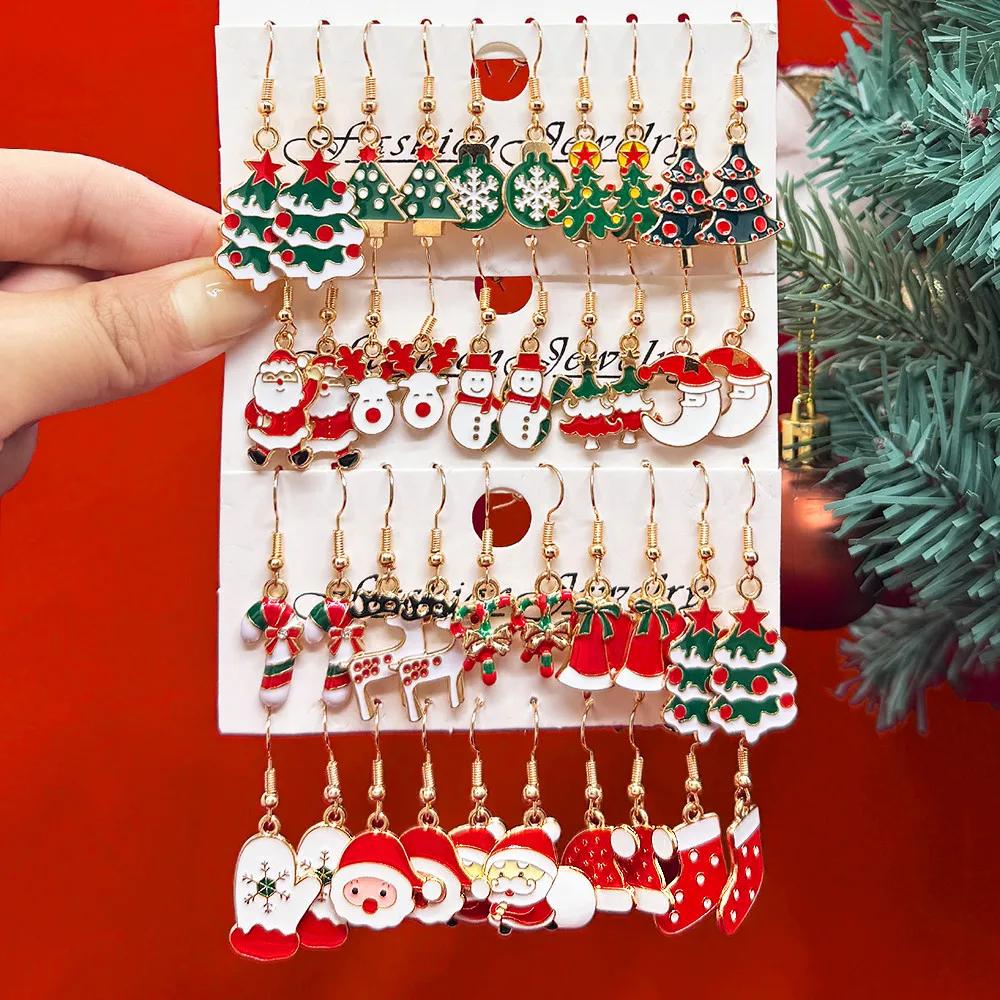 Xiaomi 40PCS Women's Christmas Earring Set, Drip Oil Christmas Tree Santa Claus Snowman Pendant Earrings, Christmas Gifts Choice