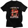 Gluten Intolerant Cat Meme T Shirt for Men Pure Cotton Tshirt Fashion Summer Short Sleeve Tee Shirt Loose Fit Clothing Gift