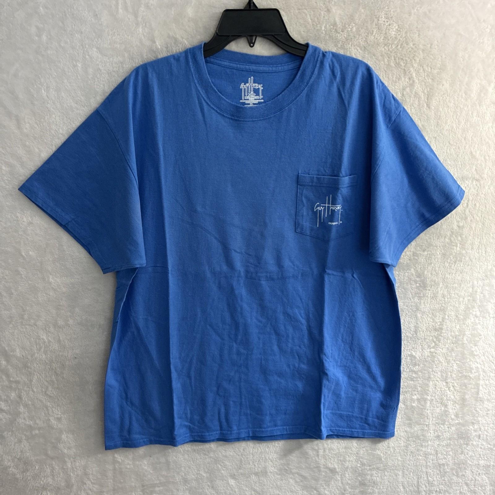 Guy Harvey Mens T Shirt Blue Graphic XL Cotton Short Sleeve Crew Neck Pullover S разноцветный