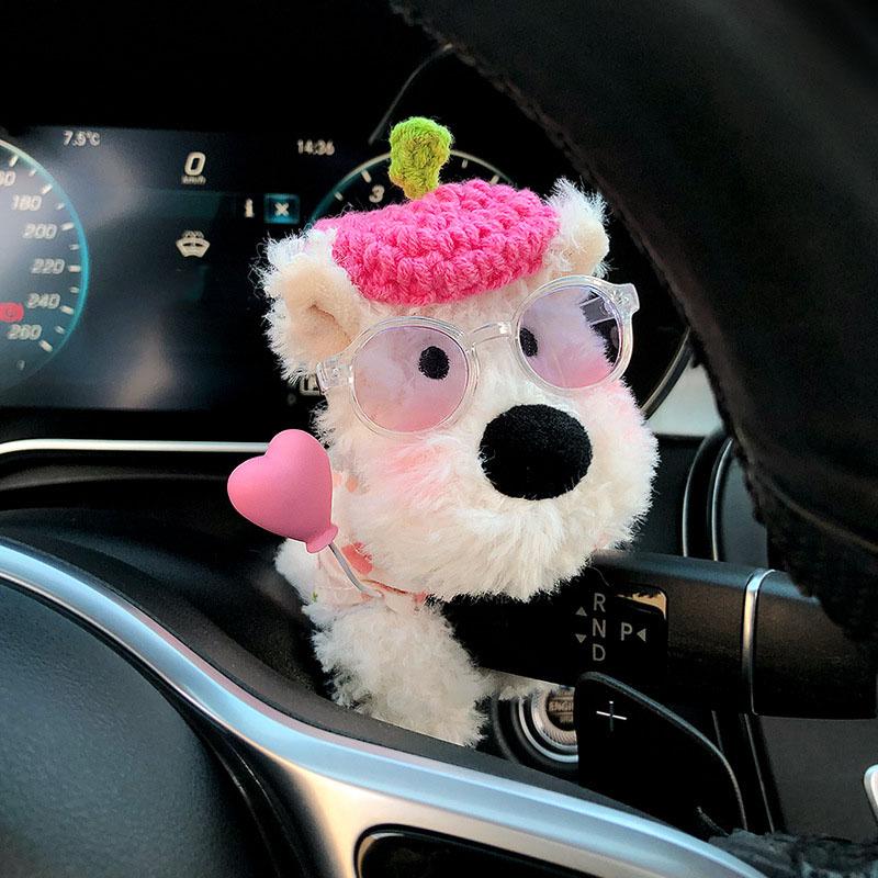 Car Accessory Used For Car Gear Shift Decoration Cute Turn Signal West Highland Dog Wiper Dolls Rearview Mirror Ornament Gift