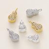2pcs/pack 18K Gold Color Plated Copper Zircon Gourd Shape Pendants For DIY Bracelet Necklace Jewelry Making Accessories