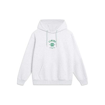Li Ning Sports Lifestyle Series Letter Hooded Pullover Sweatshirt Men Sweatshirt Flower-Gray Deep-Antarctic-Gray AWDT377-1