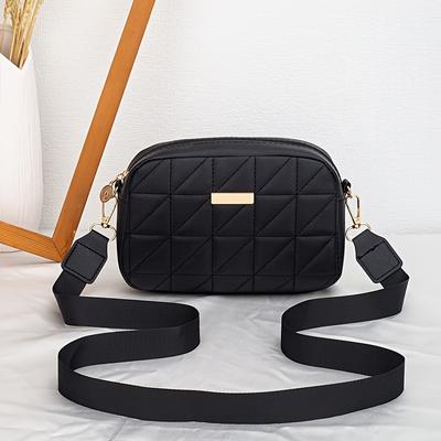 Schultertasche mit Karomuster und abnehmbarem Riemen, modische Crossbody-Messenger-Tasche mit Reißverschluss und Polyesterfutter für tägliche Essentials