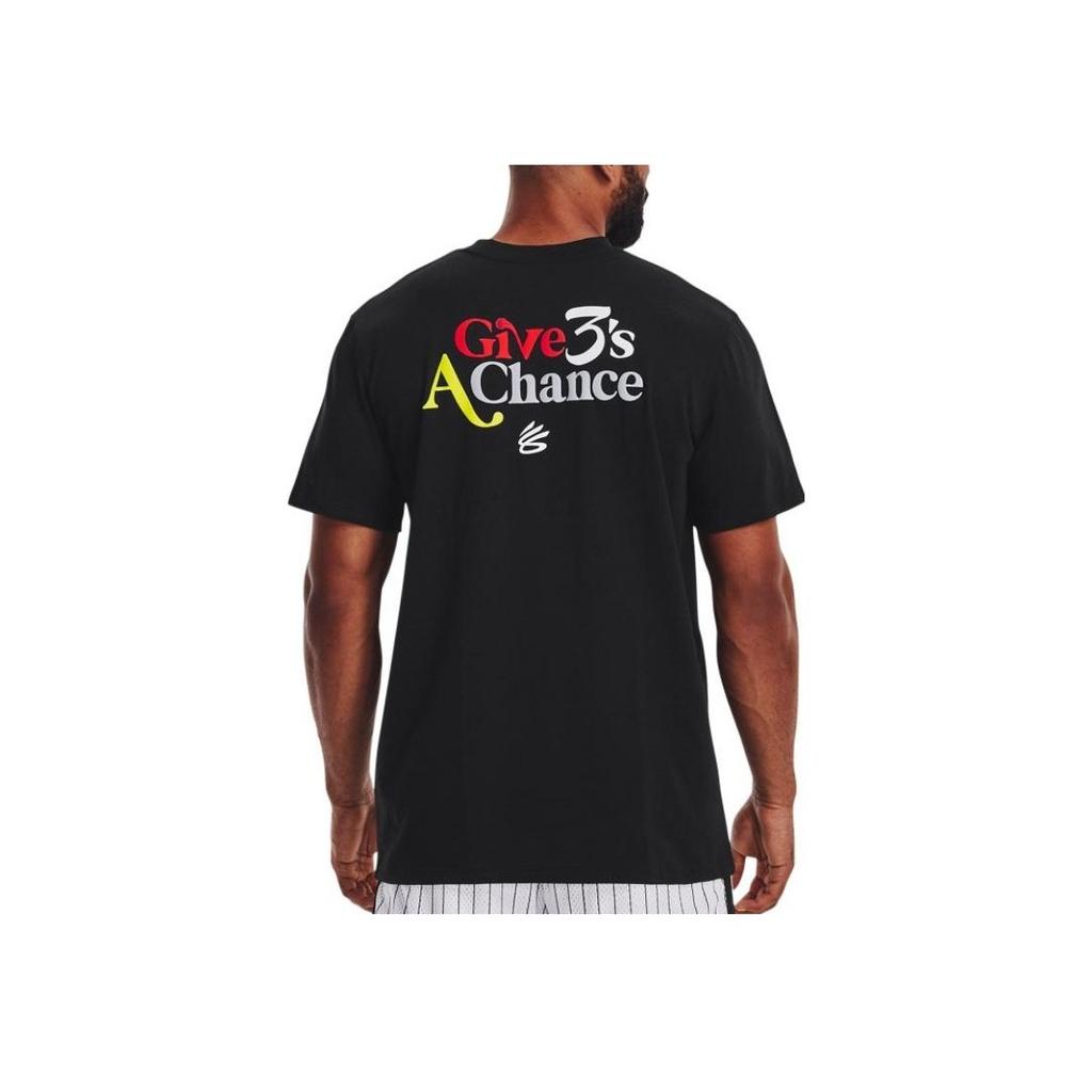 Under Armour Solid Logo Print Crew Neck T-Shirt Men Tops Black 1376275-001