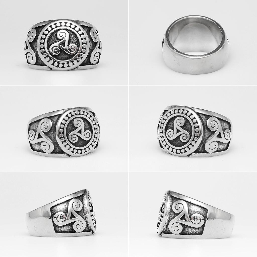 Viking Totem Celtic Knot Stainless Steel Mens Rings Punk Vintage for Male Boyfriend Biker Jewelry Creativity Gift