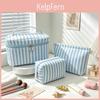 Travel Storage Organizer With Stripe Pattern Polyester For Womens Toiletry And Makeup Bag