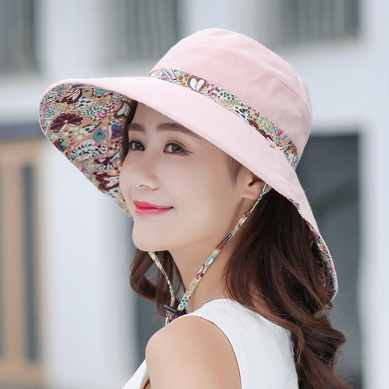 Hat Ladies Summer Sun Hat Ethnic Style Big Edge Sun Hat Outdoor Travel Versatile Sun Protection Hat Foldable