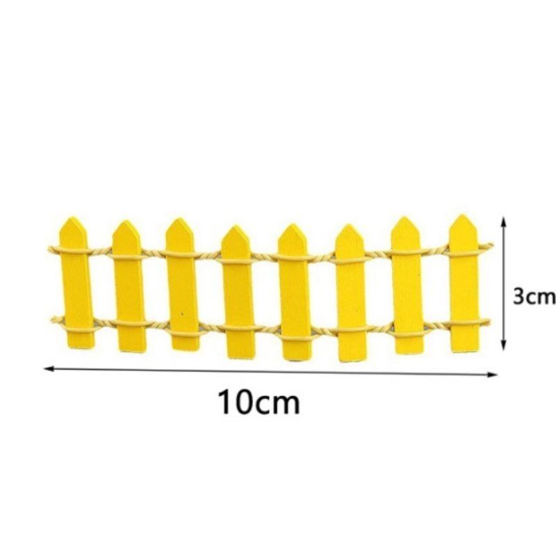 Mini Wooden Picket Fence Multicolor Micro Landscape Decor Fairy Garden & Dollhouse DIY Barrier Miniature Garden Accessory