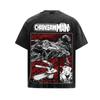 Anime Chainsaw Man Denji Graphic T-shirt Vintage Washed Oversized T Shirt Men Women Clothing Pure Cotton Short Sleeve Tees