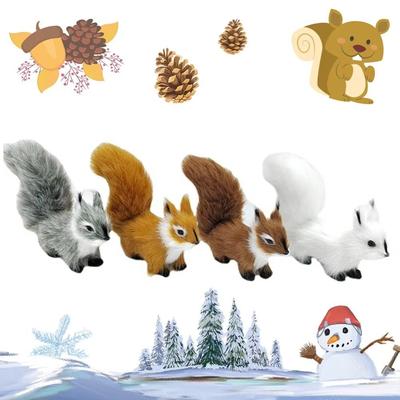 Simulation Fur Squirrel Miniatures Plastic Simulation Animal Toy Christmas Decorations