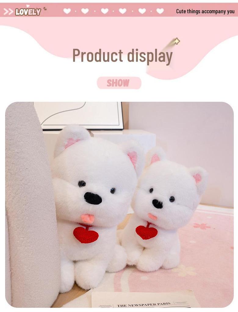 West Highland Terrier Puppy Tongue Out Plush Toy Doll Figurine