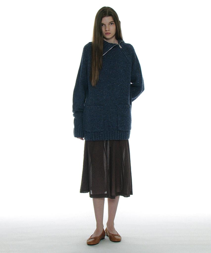 Partimento Woman Sheer Gored Midi Skirt_Charcoal