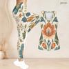 Women Plus Size Two Piece Set Scoop Neck Sleeveless Floral Printed Longline Tank Top Fitted Pants