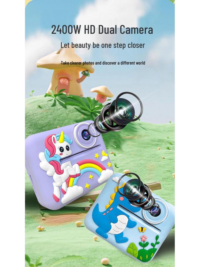 Dual-Lens Unicorn Kids' Camera with Thermal Printing