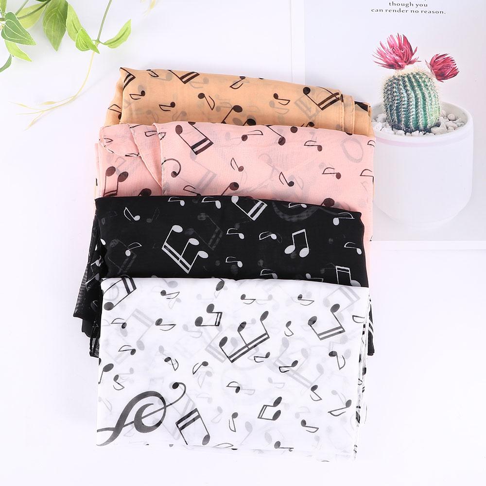 Clef Printed Women Neck Scarf Sheet Shawl Music Note Printed Scarf Muffler Chiffon Silk Scarf