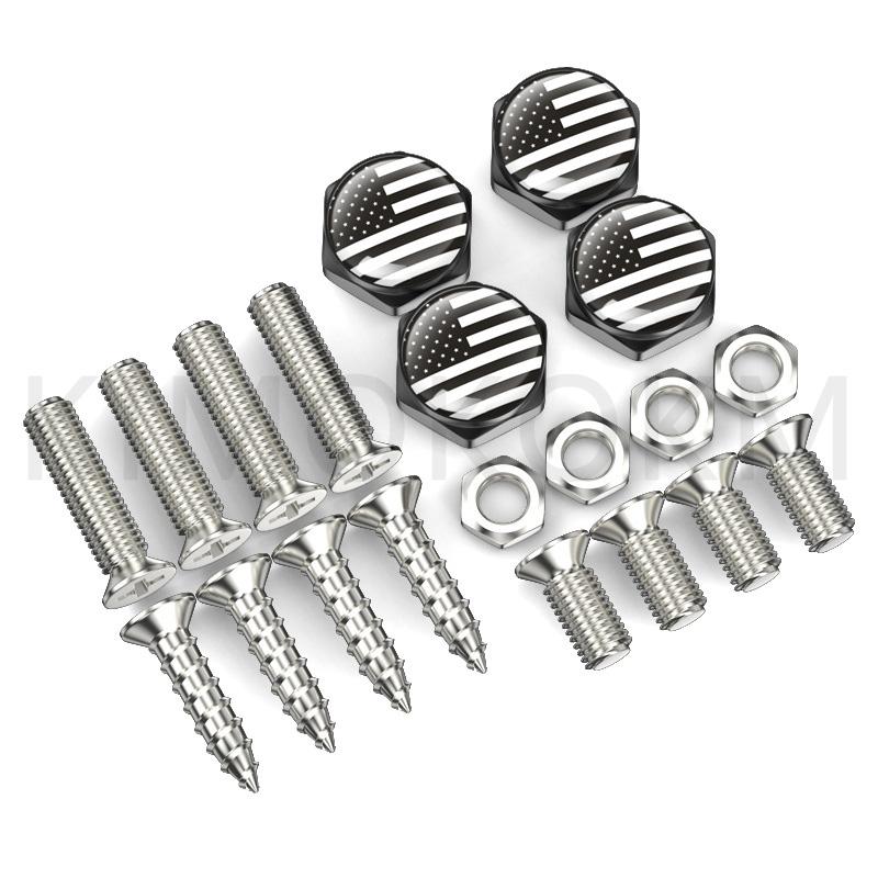 4pcs/set Car USA Italy Germany British Flag Metal Screws License Plate Bolts Auto Universal Car Accessories For VW BMW