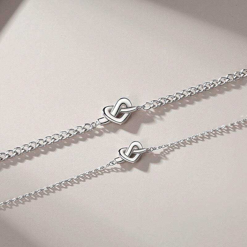 Minimalist Couple Bracelets Interwoven Heart Design Matching Set For Him And Her Understated Gift