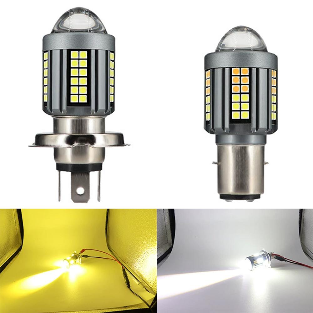 Motorrad LED Scheinwerfer H4 BA20D Scheinwerfer Projektorlinse Moto Signalleuchte Glühbirne Weiß Gelb Scheinwerfer