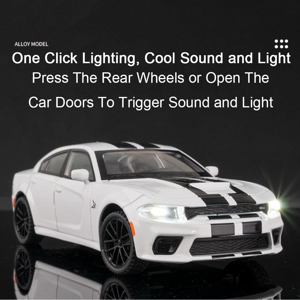 1:32 Challenger Hellcat Charger Toy Car Model Diecast Metel Pull Back Muscle Cars Models Sound Light Collection Gifts for Kids