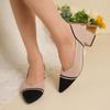 Pointed-toe Knitted Chunky Heel Sandals, Fashionable and Breathable for Autumn. Women's Dress-pairing Large-sized Single Shoes.