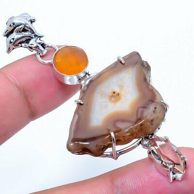 

Natural Botswana Druzy, Monalisa Gemstone 925 Sterling Silver Pendant 2.80 l2g78