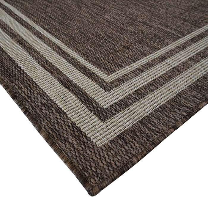 Living Room Rug Jute Look Beige Frame Pattern 195x275