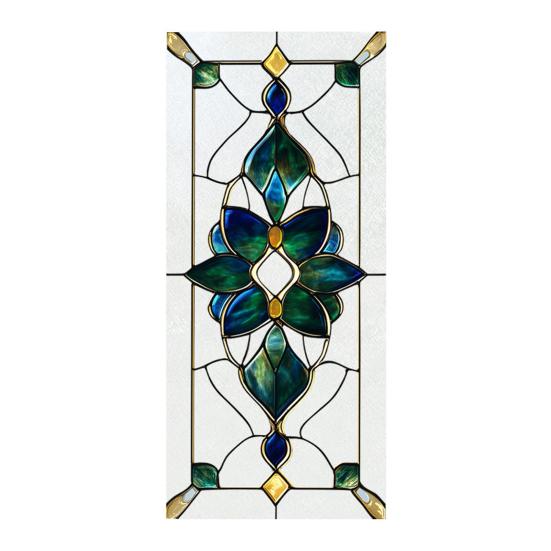 

Geometric Window Privacy Film Retro Stained Glass Pattern Static Cling Frosted Removable Waterproof Privacy Film for Bedroom Bathroom Kitchen F
