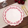 Foldable Placemats for Daily Use Embroidered Round Placemat 15 Inch Scalloped Leaf Bow Embroidery