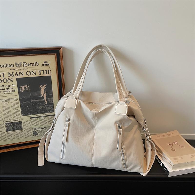 Large Capacity Commuter Bag Women's Shoulder Bag Multi-Zipper Tote Bag